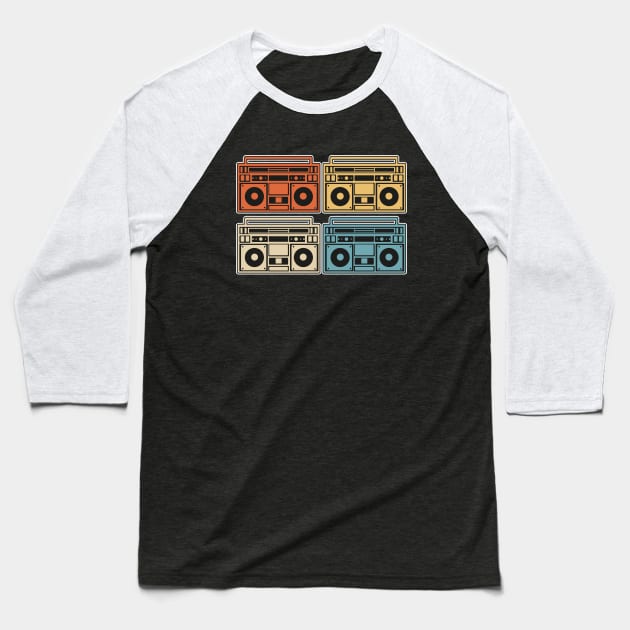 GhettoBlaster Vintage Boombox 1980s Baseball T-Shirt by dconciente